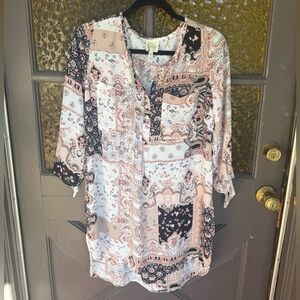 Fig and Flower Patchwork Blouse - Pink and Black